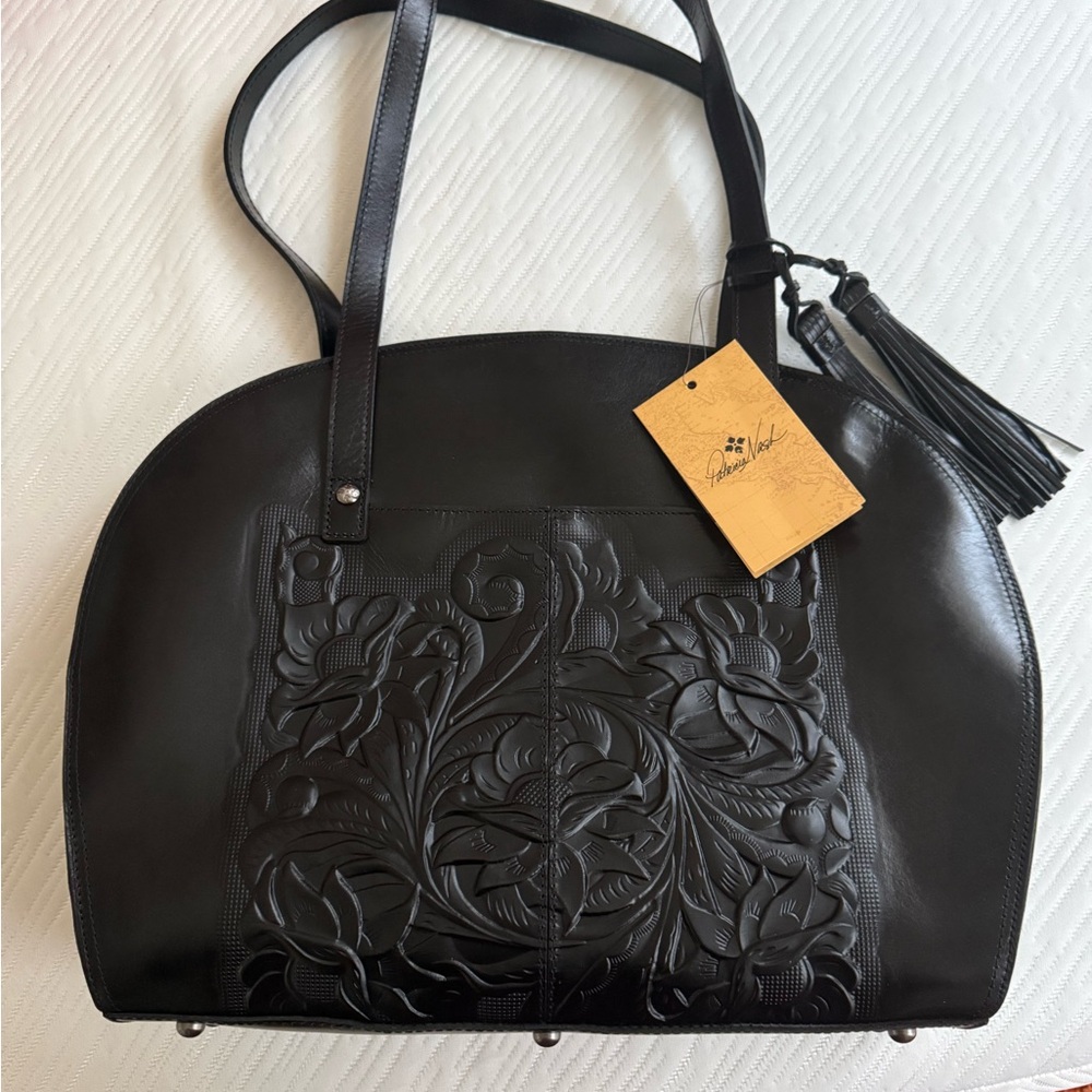 Patricia Nash Black Floral Embossed Shoulder Bag